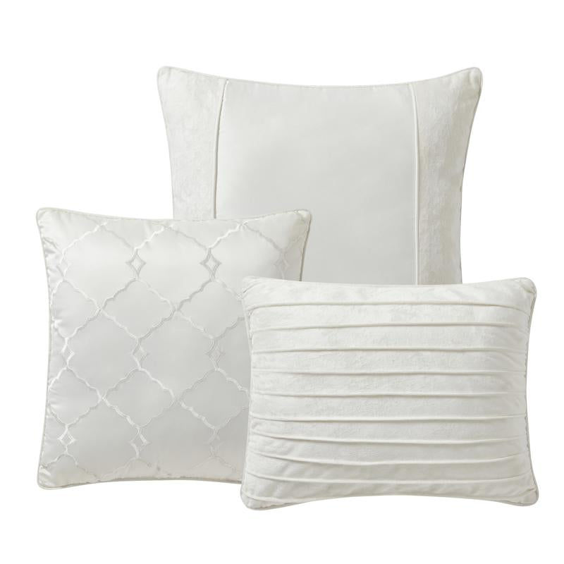 Sweet Home Collection Luna 7 Piece Crushed Velvet Bedding Set - Navy/Silver/Ivory - Queen/King