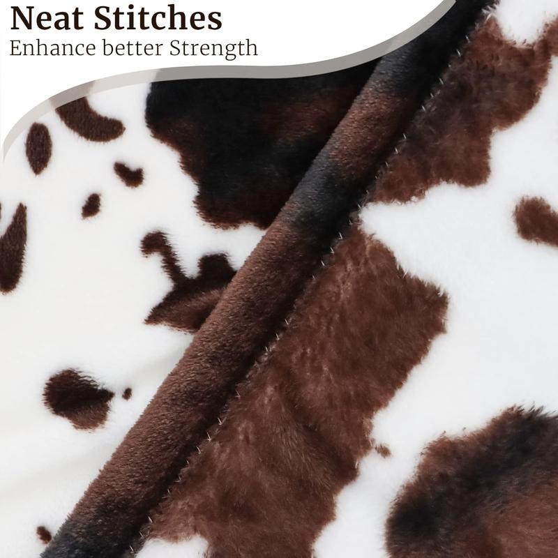 Cow Print Flannel Blanket Halloween Decor Soft Comfy Warm Throw Blanket Napping Blanket - 40"X50"