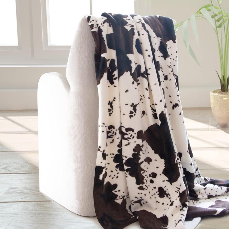 Cow Print Flannel Blanket Halloween Decor Soft Comfy Warm Throw Blanket Napping Blanket - 40"X50"