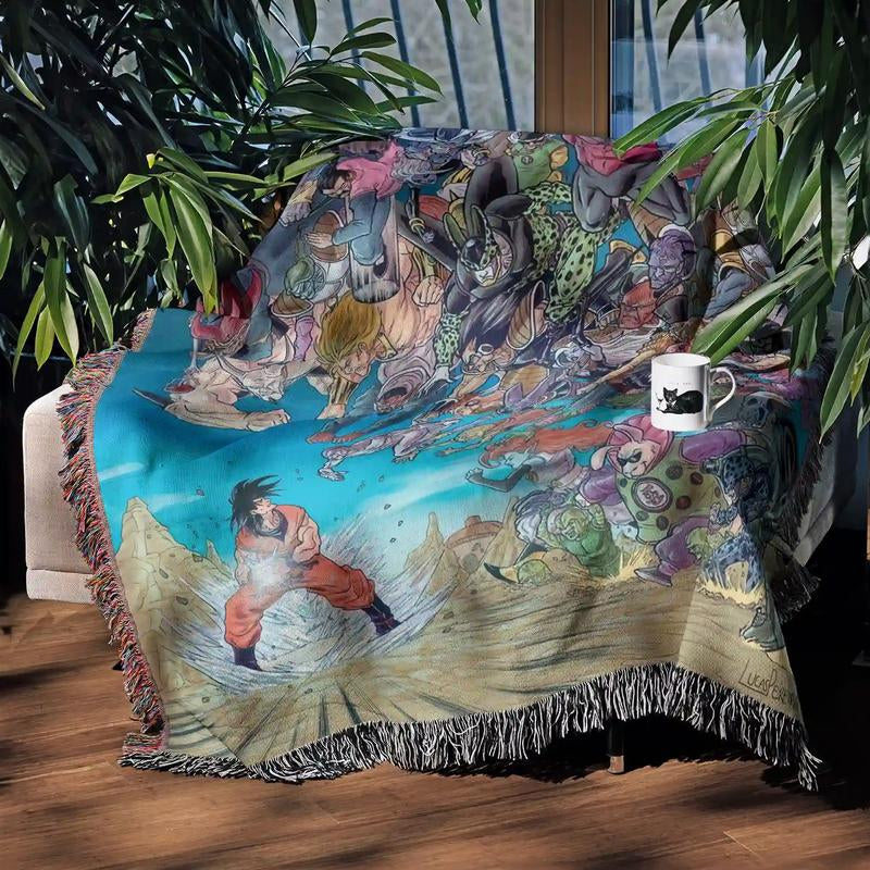 Dragon Ball Woven Throw Blanket Tapestry, Anime Blanket, Trending Blanket