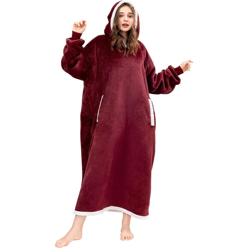 Blanket Hoodie Wearable Blanket, Super Soft Warm Blanket Sweatshirt Flannel Sherpa Blanket