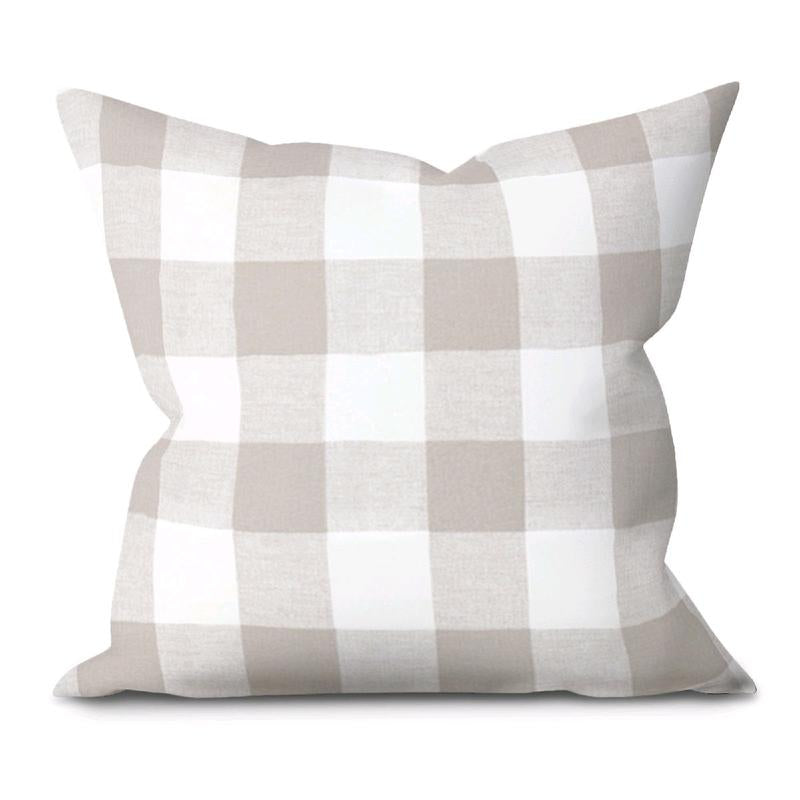 Buffalo Plaid Ecru Cotton Throw Pillow Cover Harvest Festival