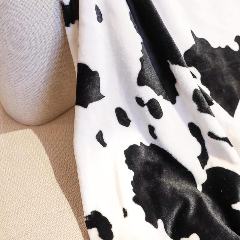 Cow Print Flannel Blanket Halloween Decor Soft Comfy Warm Throw Blanket Napping Blanket - 40"X50"