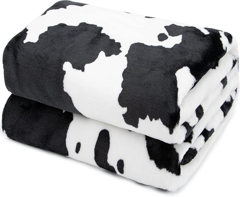 Cow Print Flannel Blanket Halloween Decor Soft Comfy Warm Throw Blanket Napping Blanket - 40"X50"