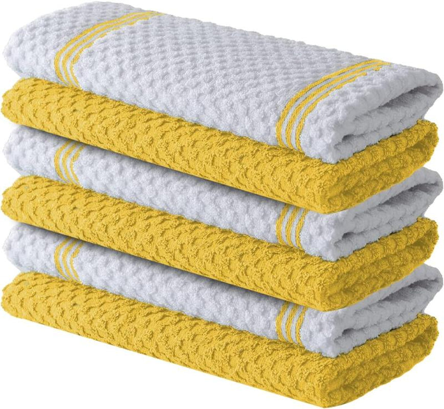 Premium Kitchen Towels - Set of 6, Cotton Absorbent Dishwasher Towels