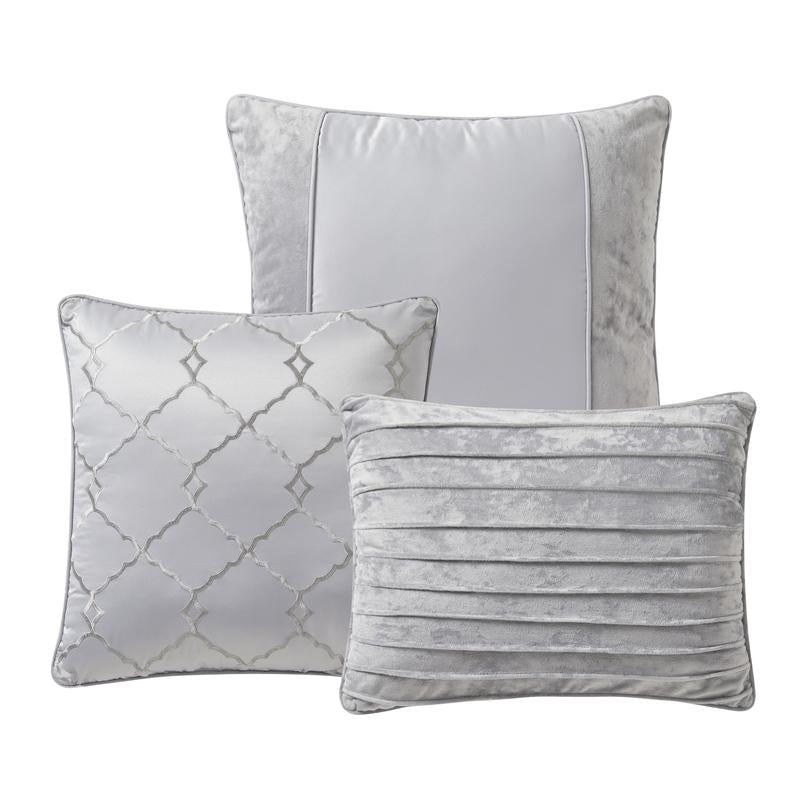 Sweet Home Collection Luna 7 Piece Crushed Velvet Bedding Set - Navy/Silver/Ivory - Queen/King
