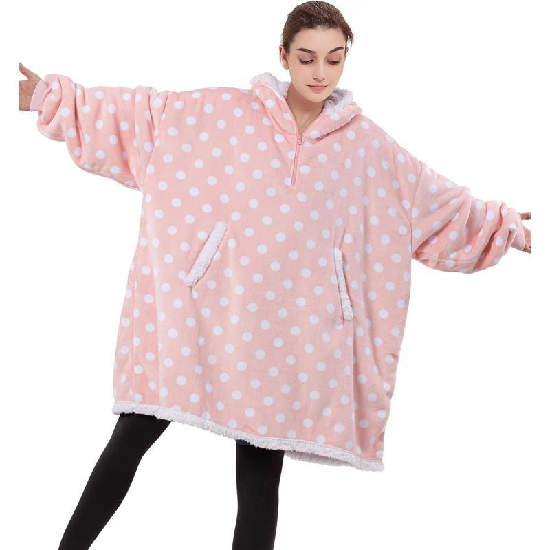 Blanket Hoodie Wearable Blanket, Super Soft Warm Blanket Sweatshirt Flannel Sherpa Blanket