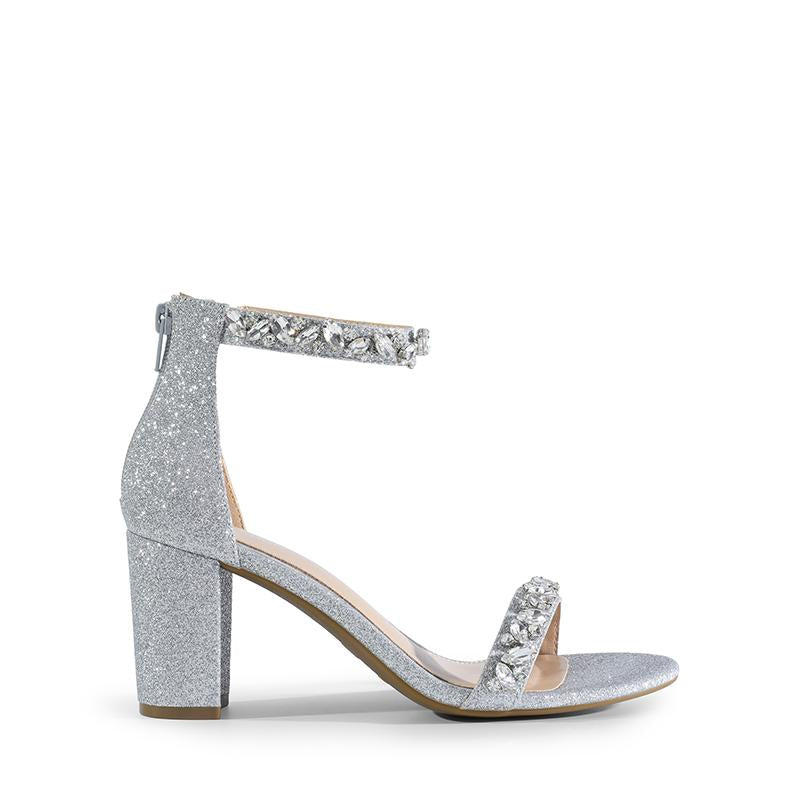 Dream Pairs Women'S Ankle-Strap Rhinestone Chunky Heel Sandals
