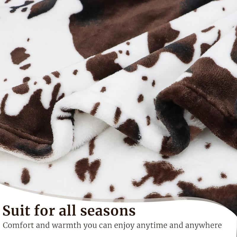 Cow Print Flannel Blanket Halloween Decor Soft Comfy Warm Throw Blanket Napping Blanket - 40"X50"