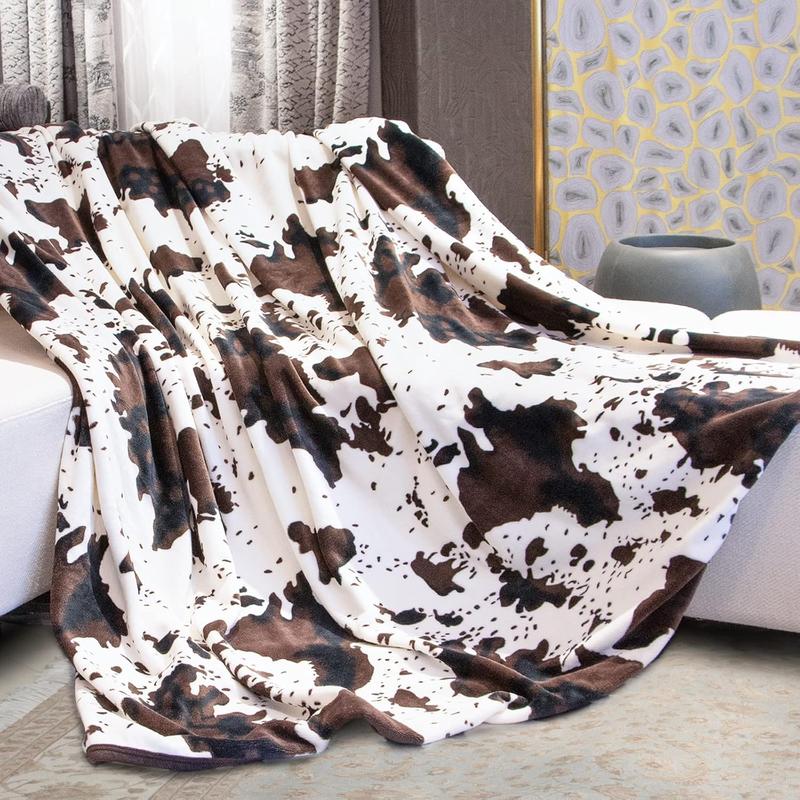 Cow Print Flannel Blanket Halloween Decor Soft Comfy Warm Throw Blanket Napping Blanket - 40"X50"