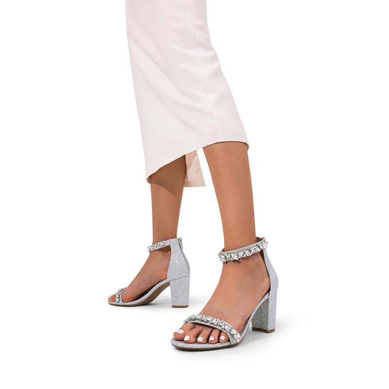 Dream Pairs Women'S Ankle-Strap Rhinestone Chunky Heel Sandals