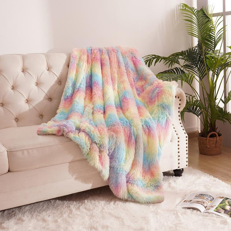 Plush Fluffy Soft Rainbow Blankets