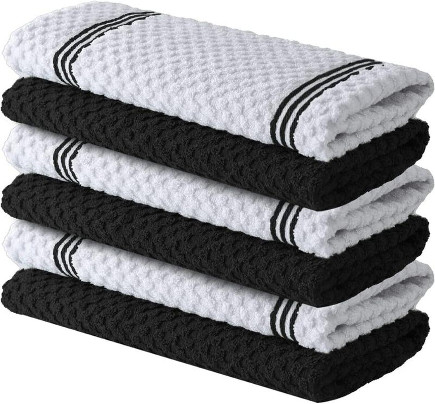 Premium Kitchen Towels - Set of 6, Cotton Absorbent Dishwasher Towels