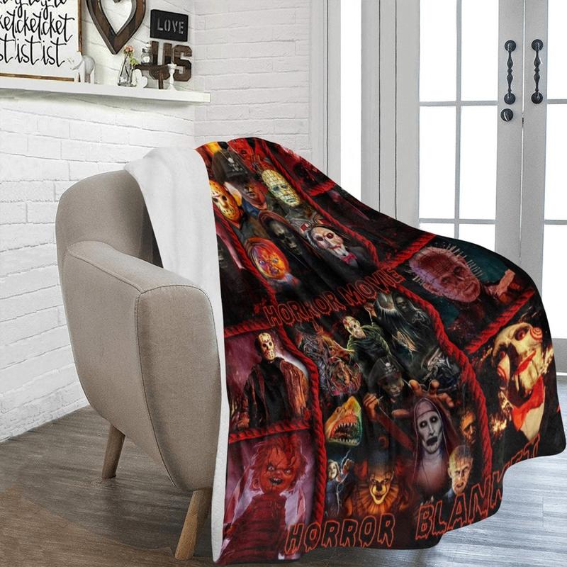 JOOCAR Horror Movie Blanket, Halloween Blanket, Halloween Blanket, Scary Movie Blanket, Horror Blanket Gifts for Halloween, Christmas Blankets (50X60 Inch)