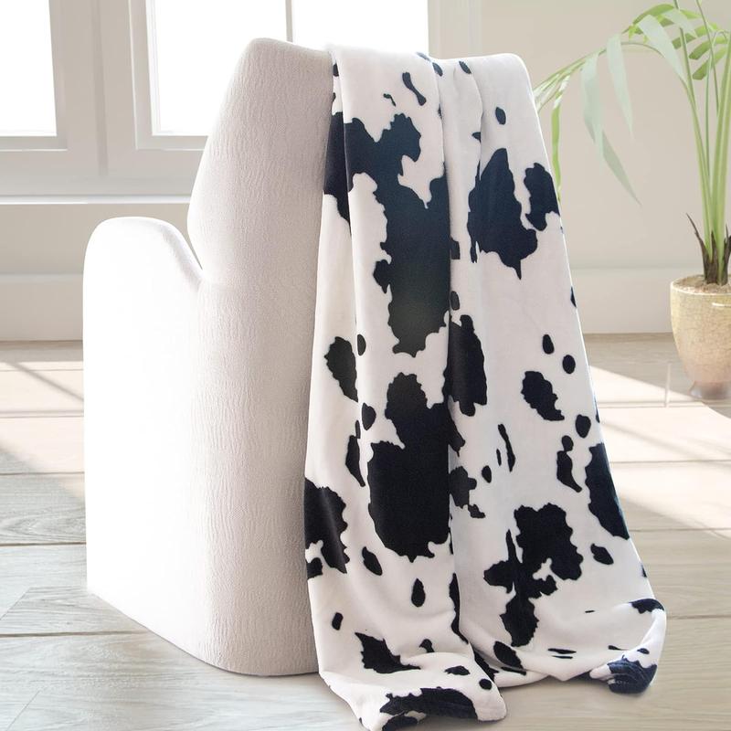 Cow Print Flannel Blanket Halloween Decor Soft Comfy Warm Throw Blanket Napping Blanket - 40"X50"