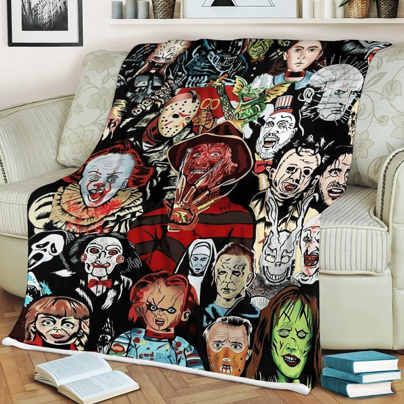 Halloween Horror Movie Characters Blanket Ver4 Horror Movie Blanket