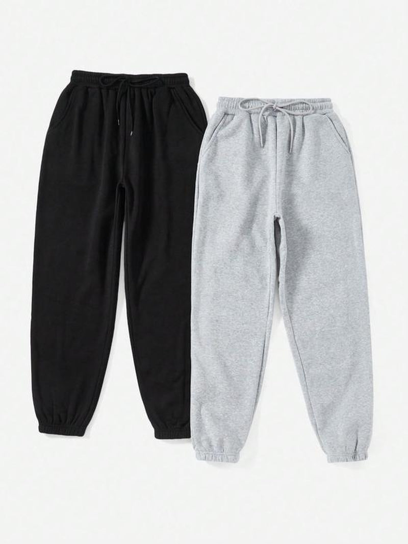 Women'S Classic Plain Drawstring Waist Sweatpants with Pockets