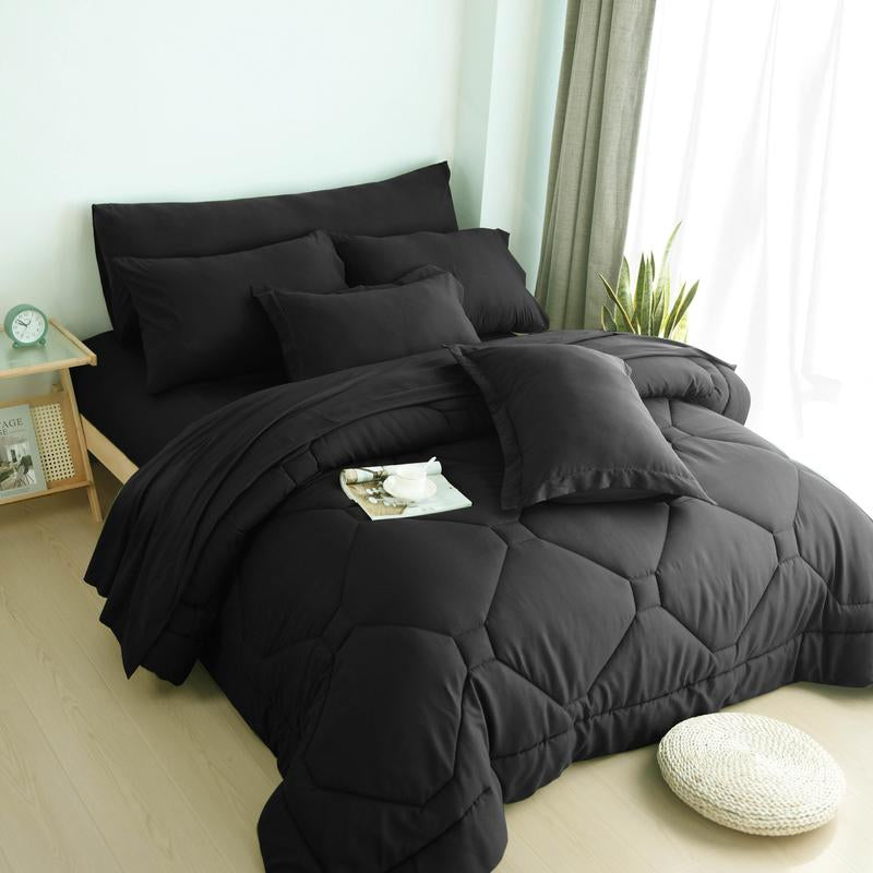 8PCS Modern Comforter Set with Sheets All Season Bed in a Bag