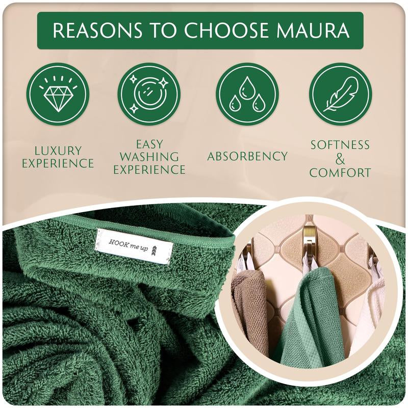 Maura Basics Performance Turkish Bath Towels Set with Hanging Loop.