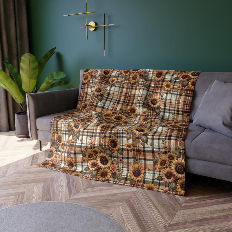 Sunflower Plaid Checkered Blanket