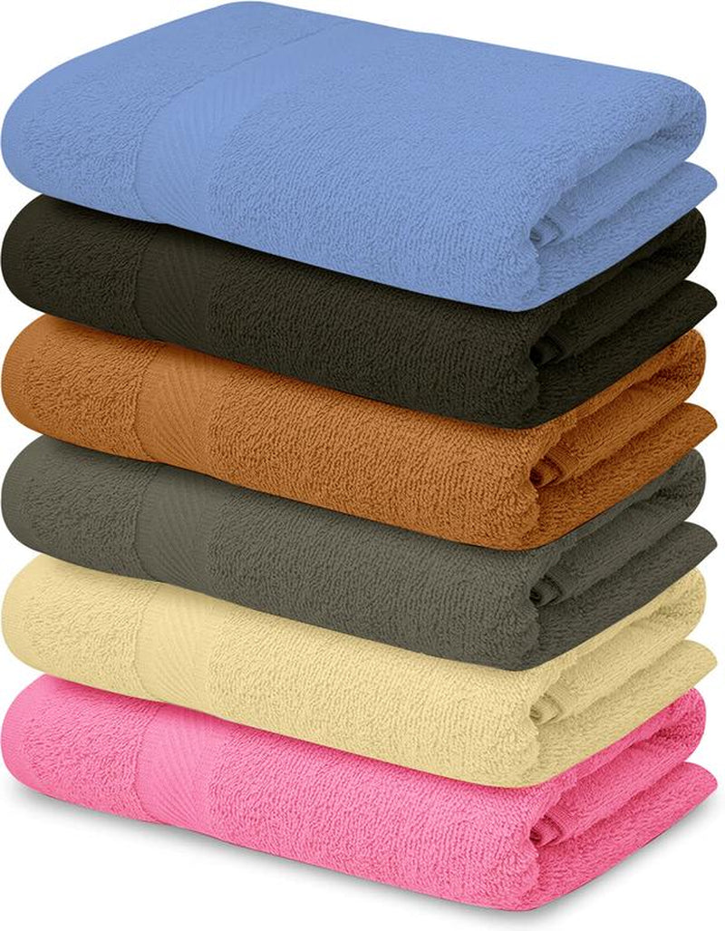 100% Cotton Bath Towels - 6 Pack Shower Towels - Light Weight, Ultra Absorbent Towels for Bathroom Set Cream Gift Multicolor