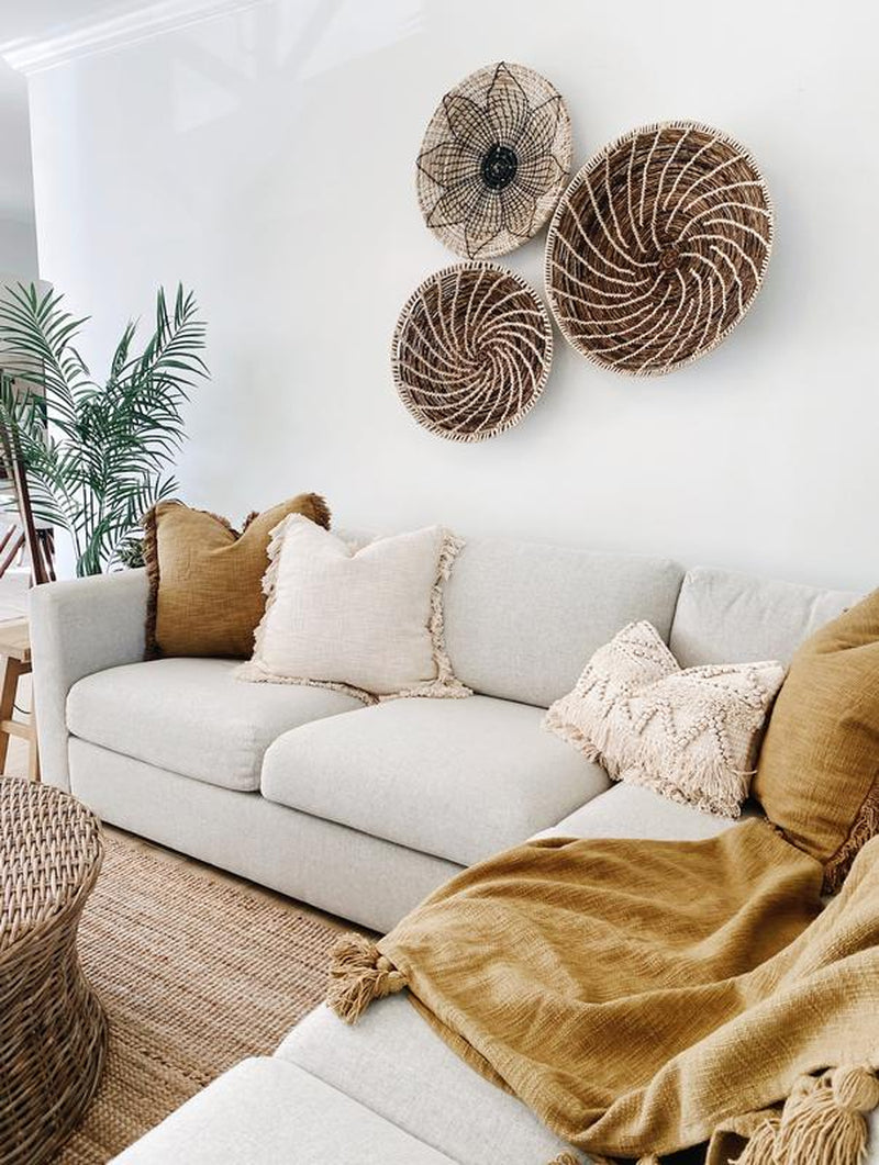 Large Neutral Farmhouse Pillow with Fringes, Oatmeal Soft Decorative Pillow 22"X22", Bohemian Pillow Cover, Euro Sham Ivory Pillow