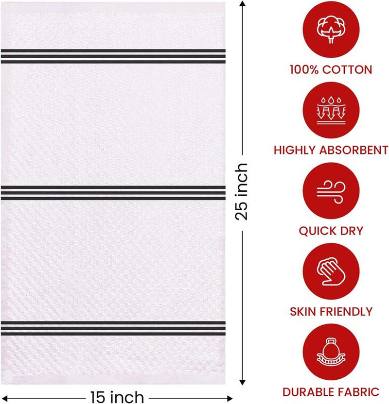 Premium Kitchen Towels - Set of 6, Cotton Absorbent Dishwasher Towels 