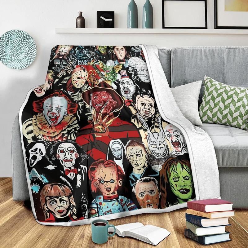 Halloween Horror Movie Characters Blanket Ver4 Horror Movie Blanket