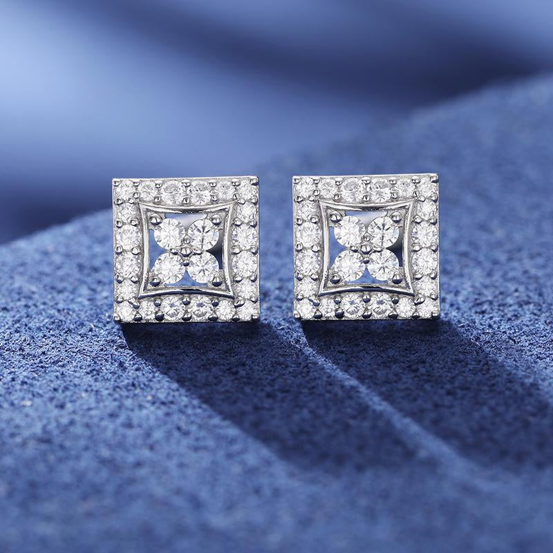Synthetic Moissanite Earrings Square Earrings 