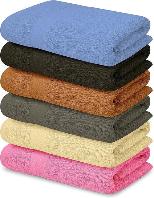 100% Cotton Bath Towels - 6 Pack Shower Towels - Thin Quality Ultra Absorbent Towels for Bathroom (Multi Color)