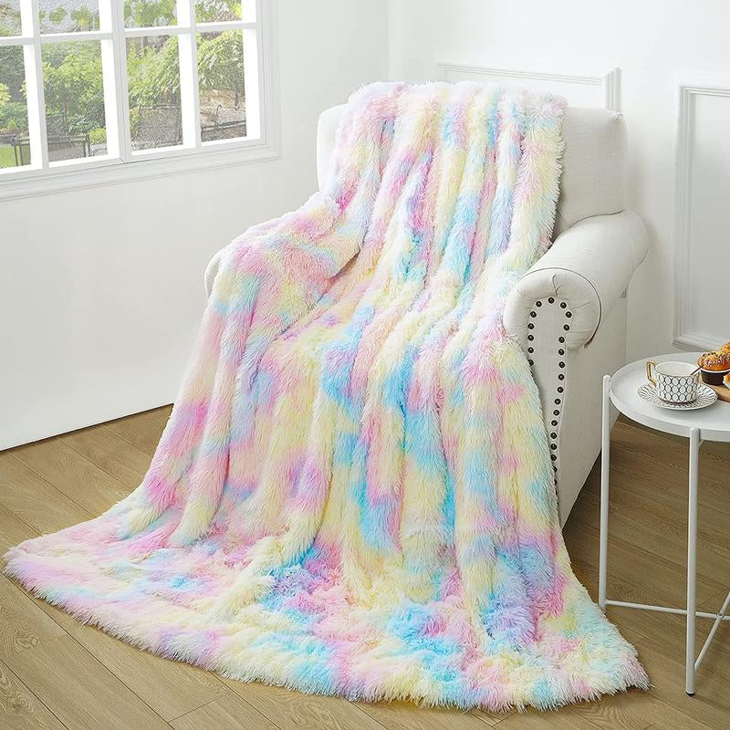 Plush Fluffy Soft Rainbow Blankets