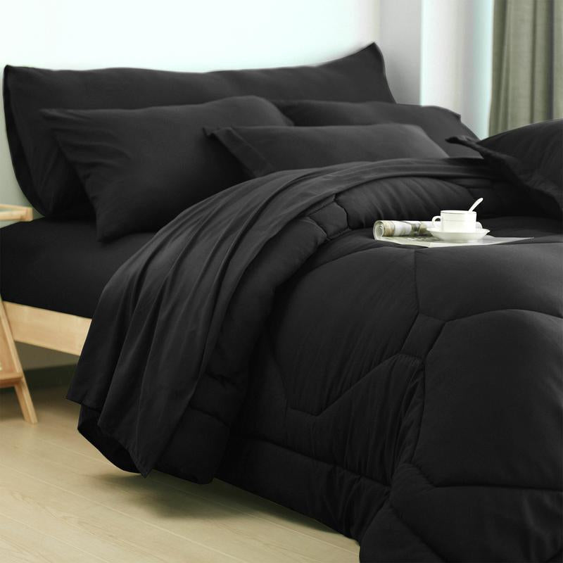 8PCS Modern Comforter Set with Sheets All Season Bed in a Bag
