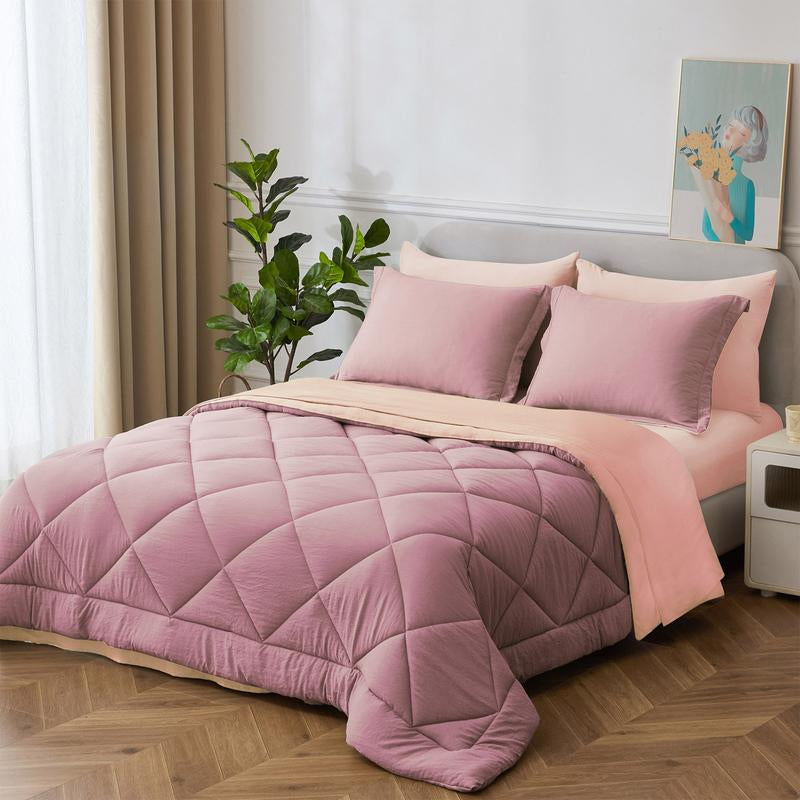 8PCS Modern Comforter Set with Sheets All Season Bed in a Bag