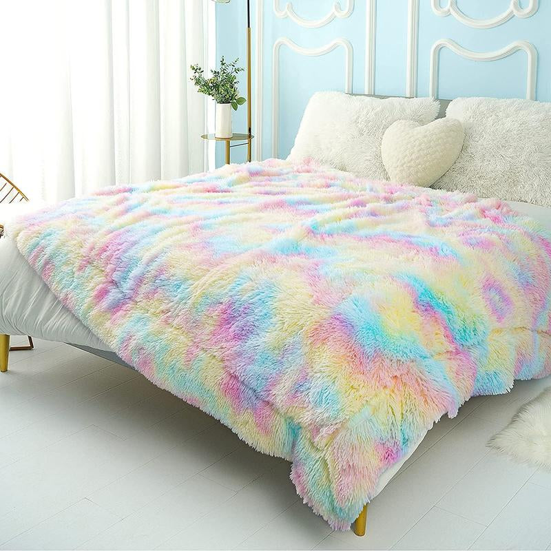 Plush Fluffy Soft Rainbow Blankets